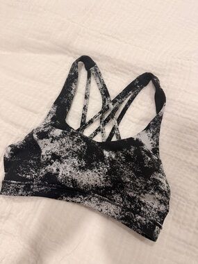 lululemon athletica Black & White Splatter Strappy Sports Bra